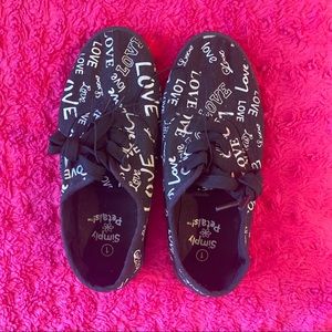 Simply Petals Black & White “Love” Canvas Sneakers
